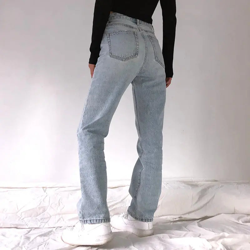 Classic High-Waisted Straight-Leg Jeans - Little Addiction