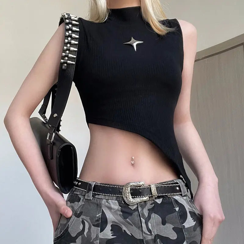 Metalpointed Star Turtle Neck Vest Little Addiction