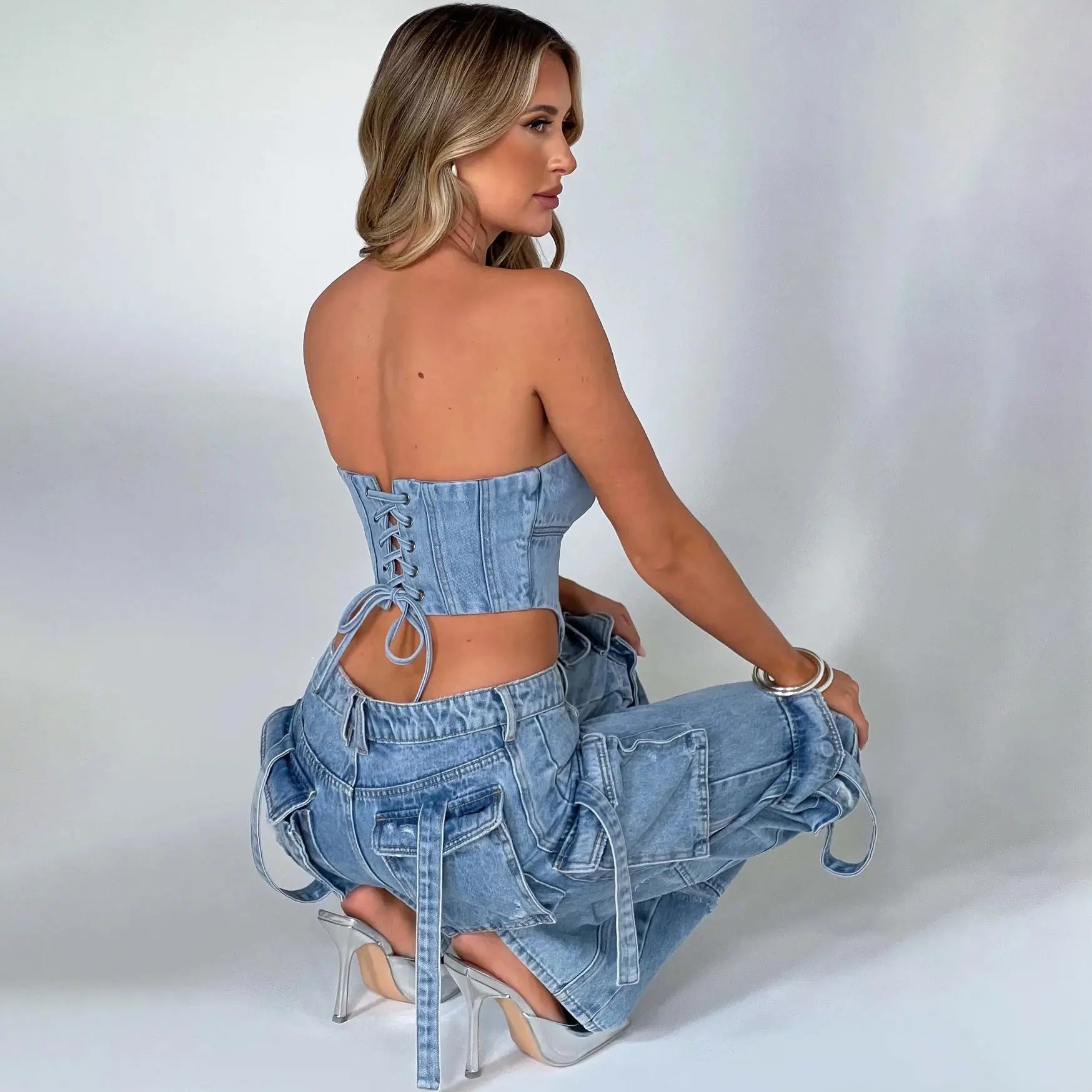 Urban Utility Denim Bustier Top - Little Addiction