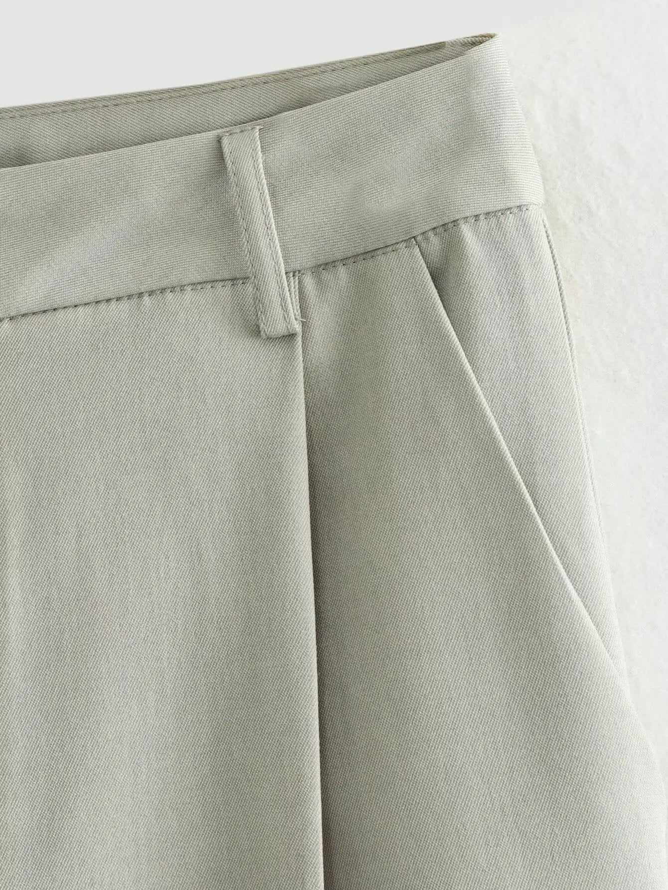 Khaki Utility Tailored Wide-Leg Trousers - Little Addiction