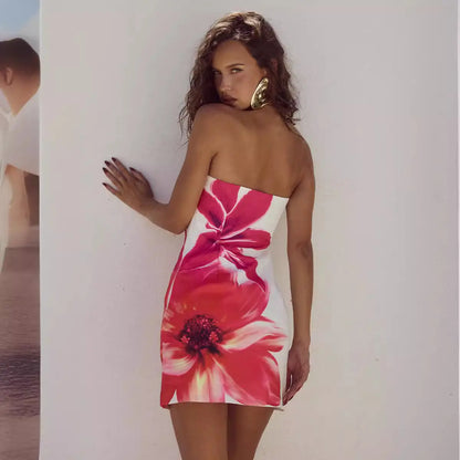 Tropical Bloom Strapless Mini Dress Little Addiction