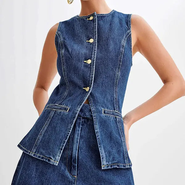 Sleeveless Denim Jacket - Little Addiction