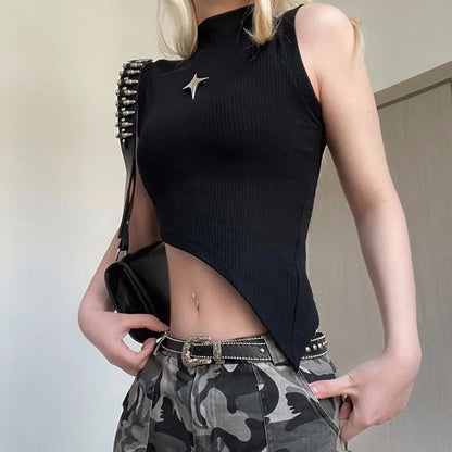 Metalpointed Star Turtle Neck Vest Little Addiction