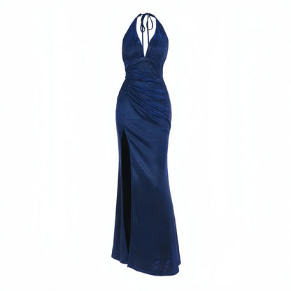 Glamorous Blue Halter Maxi Dress Little Addiction