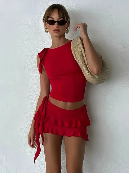 Scarlet Ruffle Two-Piece Set Little Addiction