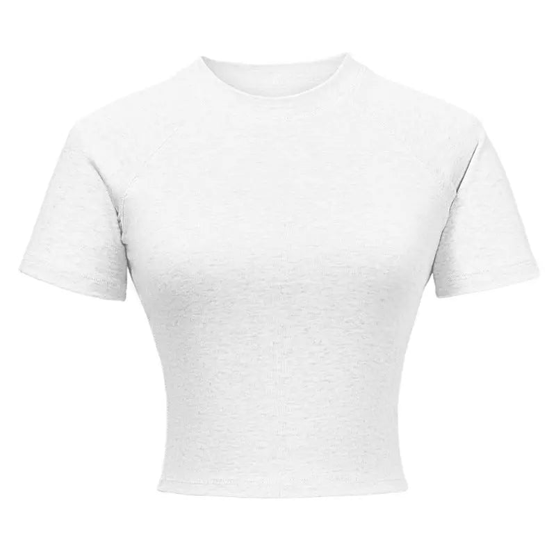 Little Addiction Basic Cropped Crew Neck Crop Top - Little Addiction