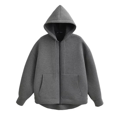 KEYANKETIAN Winter New Women's Zipper Hoodie High Street Unisex style Double Pockets Oversize Loose Sweatshirts Outerwear Top Little Addiction