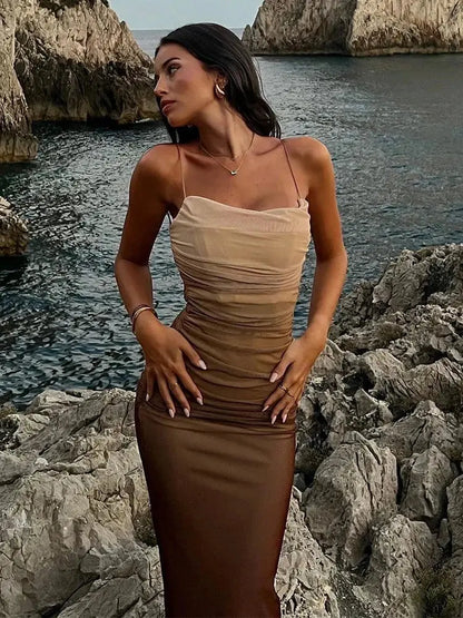 Ombre Mesh Evening Dress Little Addiction