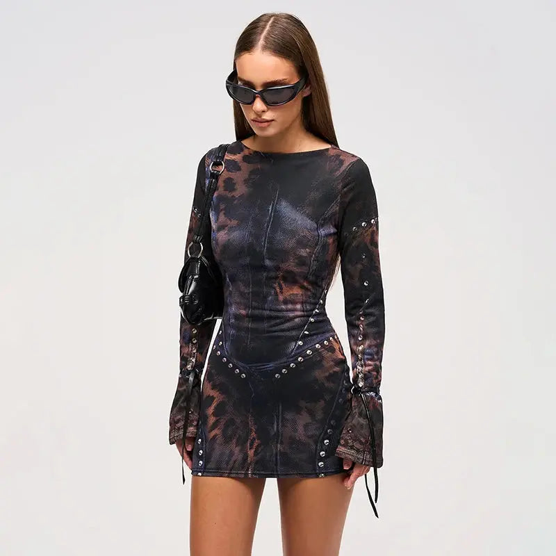 Fierce Feline Long Sleeve Mini Dress Little Addiction