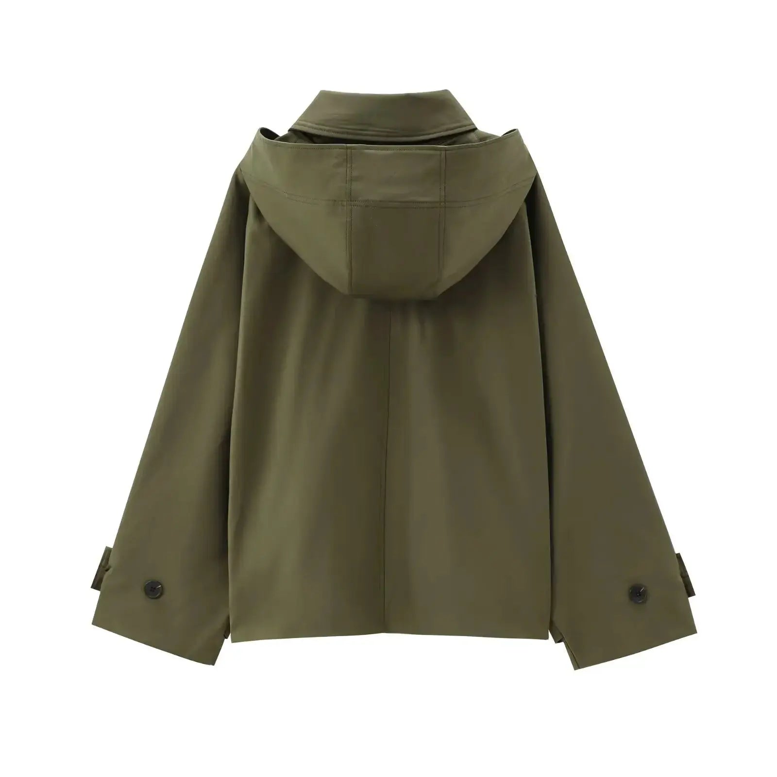 Buttoned Hooded Short Trench Jacket Little Addiction