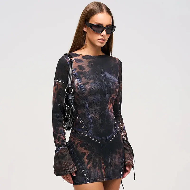 Fierce Feline Long Sleeve Mini Dress Little Addiction