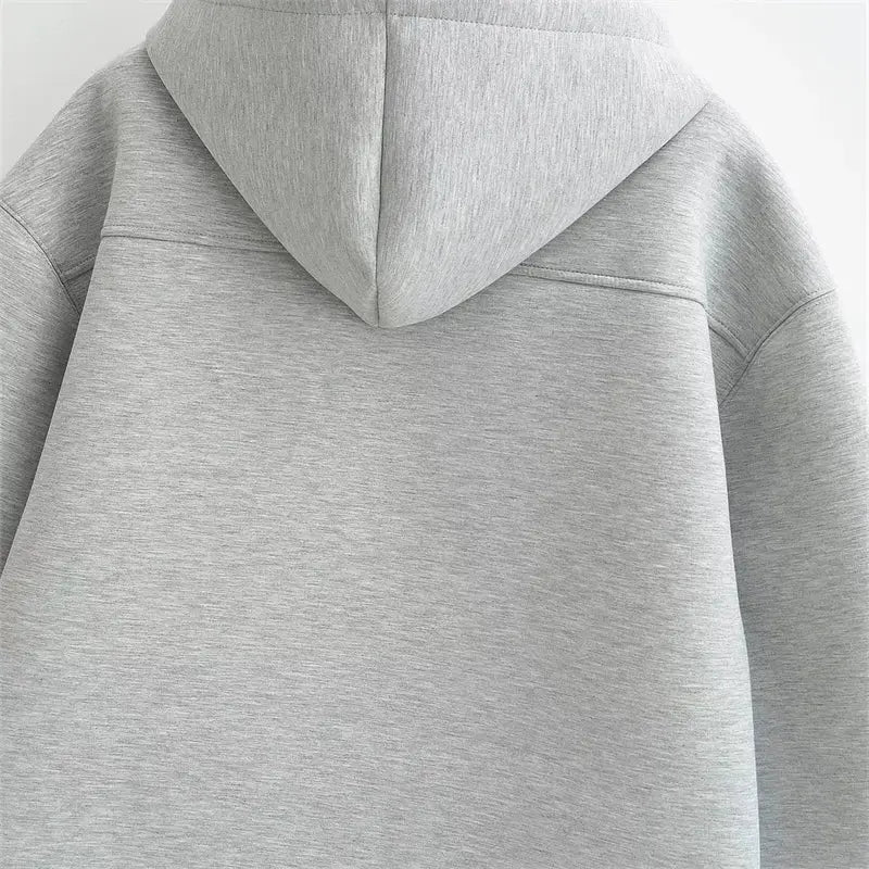 KEYANKETIAN Winter New Women's Zipper Hoodie High Street Unisex style Double Pockets Oversize Loose Sweatshirts Outerwear Top Little Addiction