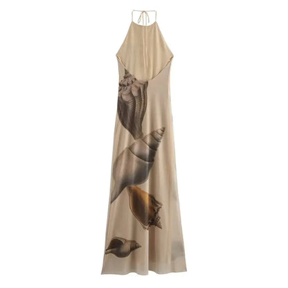 Sleeveless Shell Printed Silk Mesh Dress Little Addiction