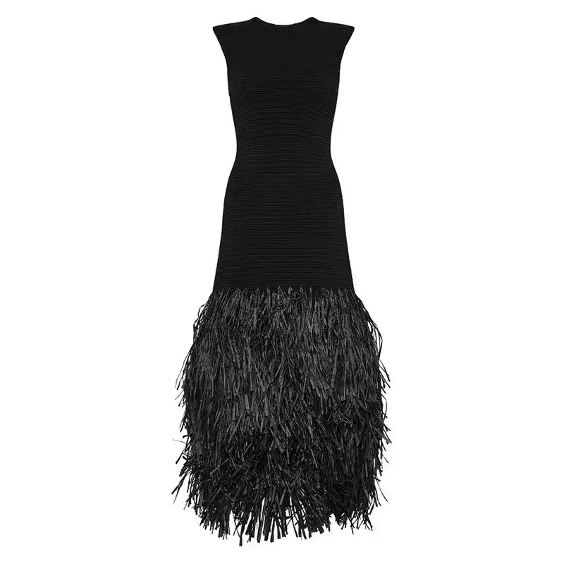 Knitted Tassels Hem  Maxi Dress Little Addiction