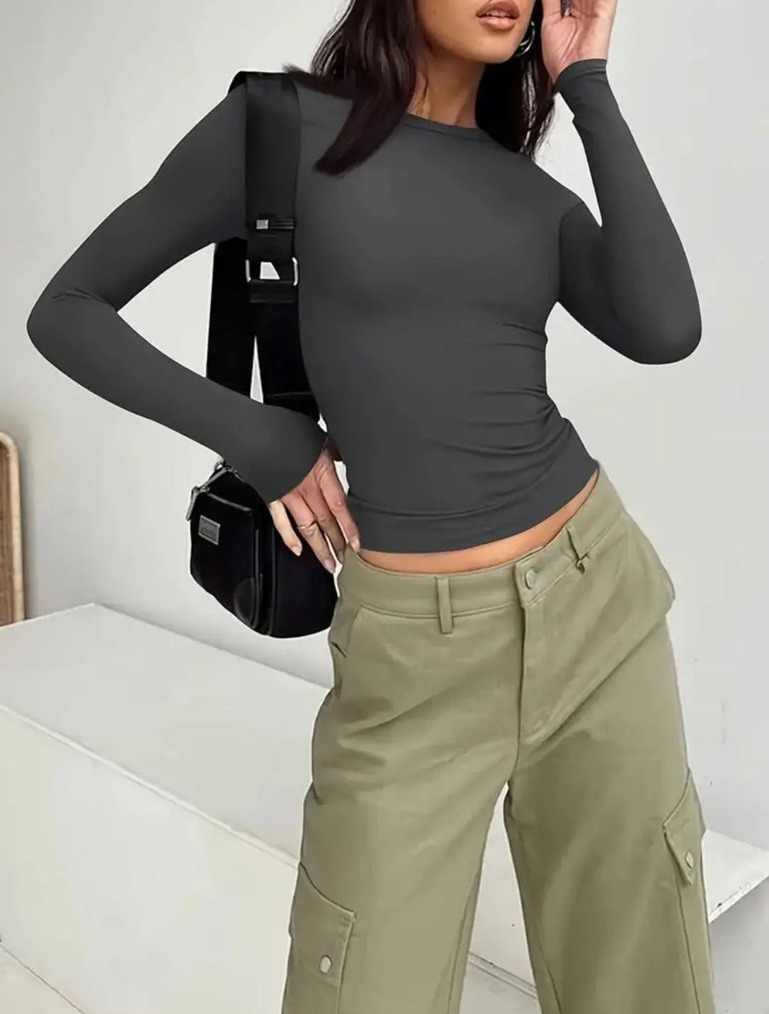 Casual Solid Grey Pullover Top - Little Addiction