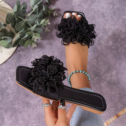 Fashion Flower Flat Slippers - Little Addiction