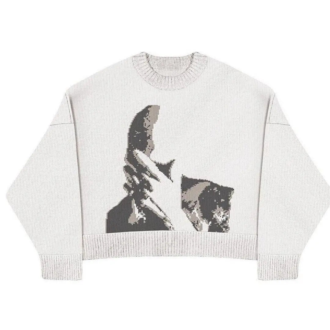 Graphic Oversized Crew Neck Jumper - Little Addiction