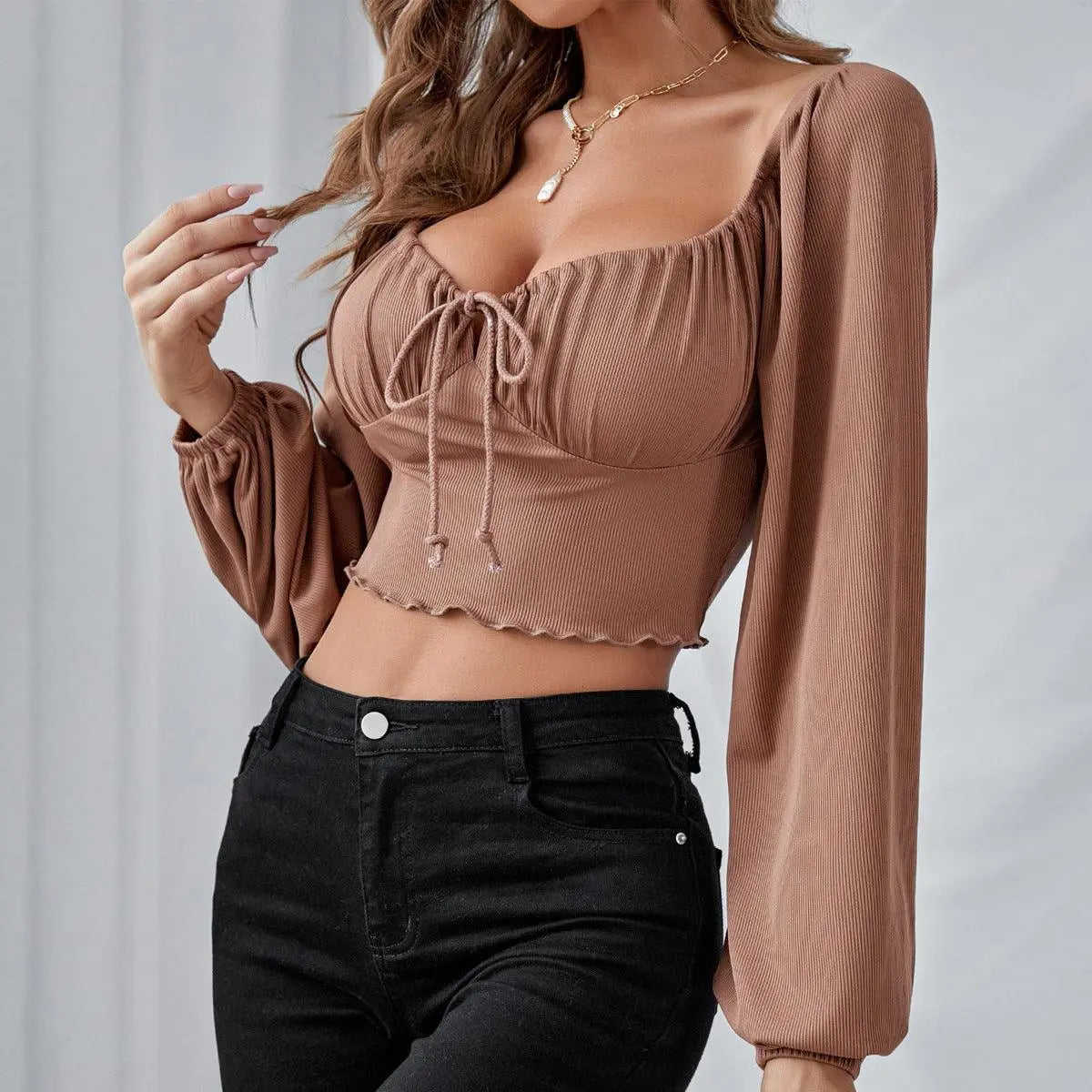 Long Sleeve Drawstring Top - Little Addiction