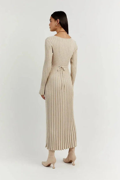 Modern Muse Knit V-Neck Dress - Little Addiction