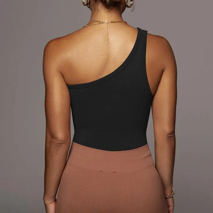 One-shoulder Sleeveless Vest - Little Addiction