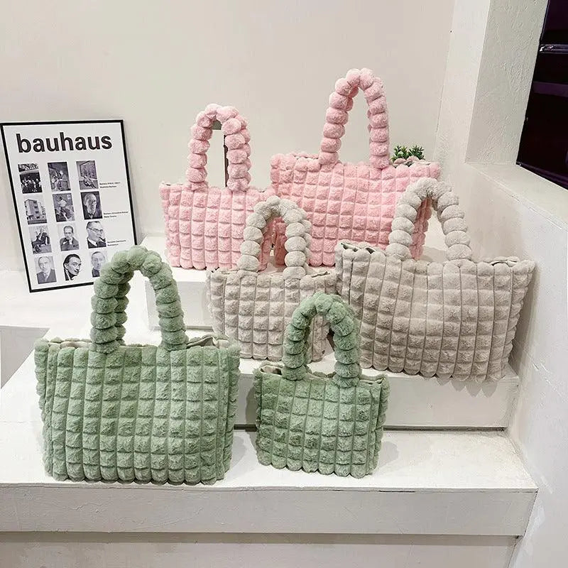 Plaid Plush Luxury Tote Bags - Little Addiction