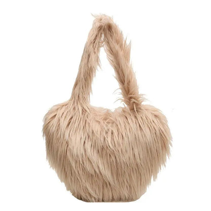 Plush Large Shoulder Heart Bag Winter - Little Addiction