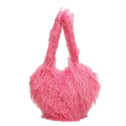 Plush Large Shoulder Heart Bag Winter - Little Addiction