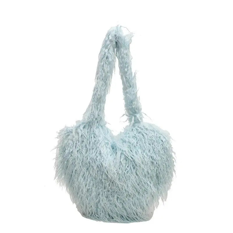 Plush Large Shoulder Heart Bag Winter - Little Addiction