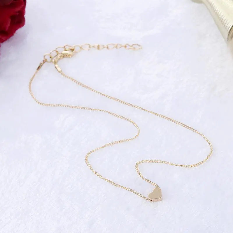 Simple Fashion Gold Color Double-sided Love Pendant Necklaces Clavicle Chains Necklace Women Jewelry Valentines Day Gift - Little Addiction