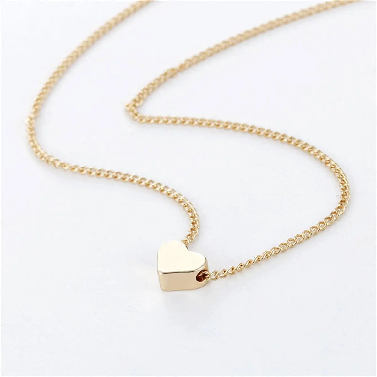 Simple Fashion Gold Color Double-sided Love Pendant Necklaces Clavicle Chains Necklace Women Jewelry Valentines Day Gift - Little Addiction