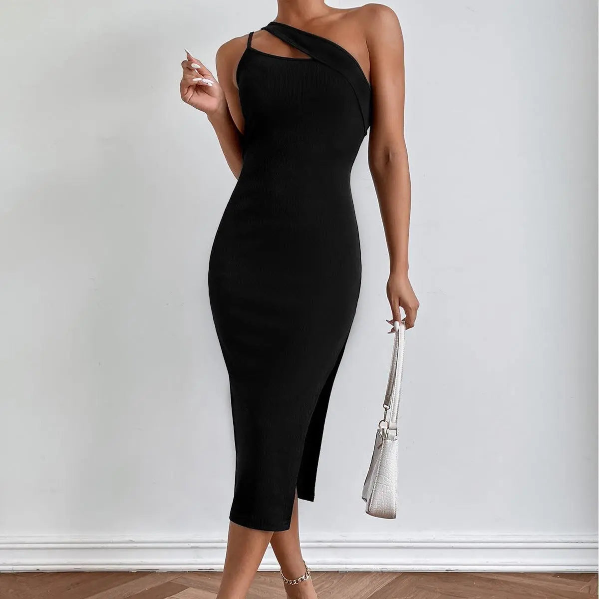 Slit Shoulder Back Dress - Little Addiction