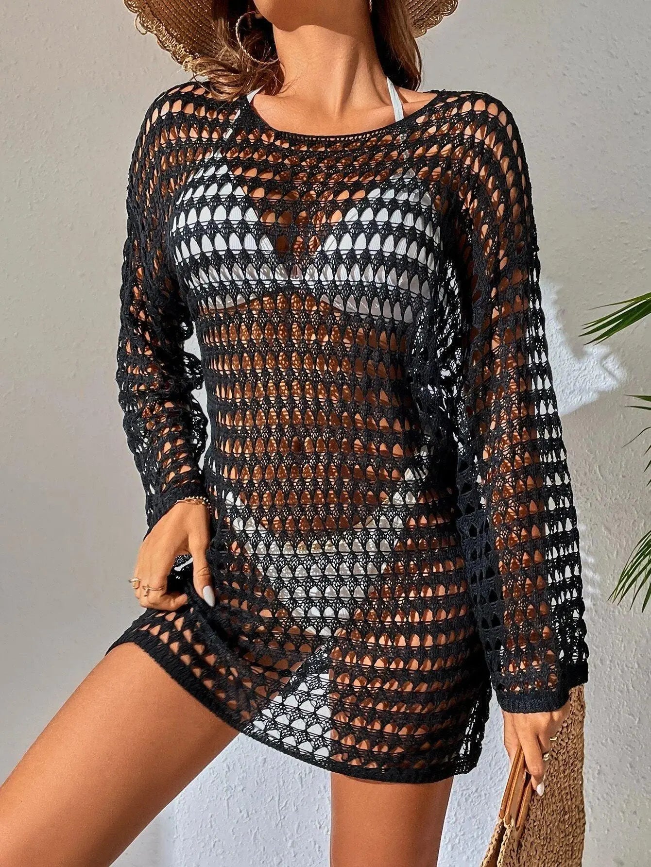 Women's Bikini Blouse Mesh Hollow Out Knitted - Little Addiction