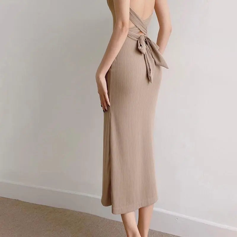 Women's New Basic Open Back Strap Dress - Little Addiction