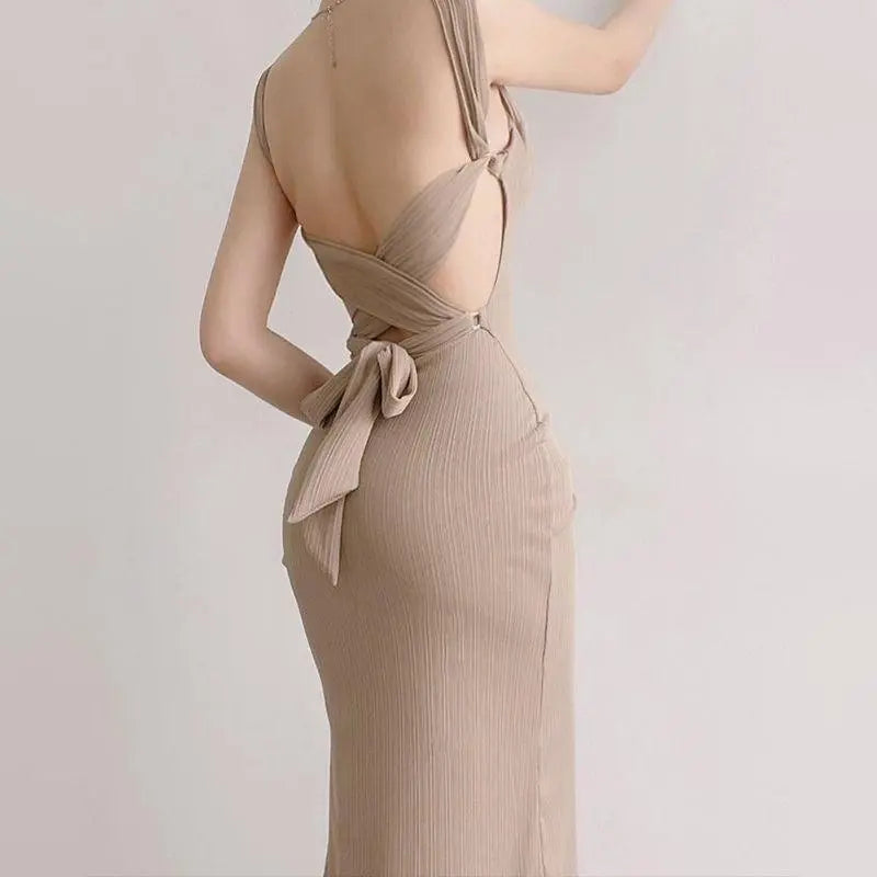 Women's New Basic Open Back Strap Dress - Little Addiction