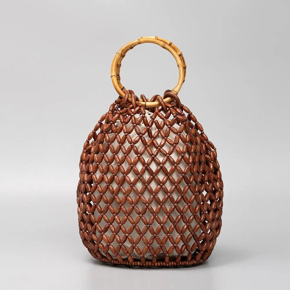 Women's Woven Hollow Bucket Bag Niche - Little Addiction