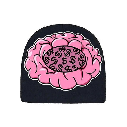 Y2K Retro Brain Print Beanie - Little Addiction