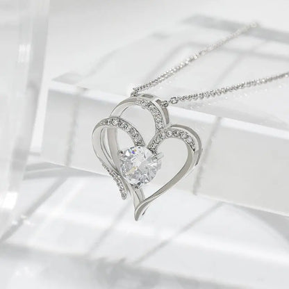 Zircon Double Love Necklace With Rhinestones Ins Personalized Heart-shaped Necklace Clavicle Chain Jewelry For Women Valentine's Day - Little Addiction